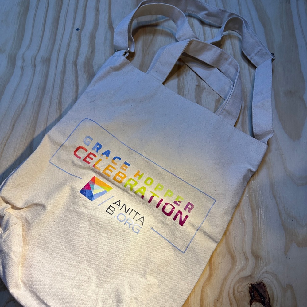Google Grace Hopper Celebration Canvas Tote Bag Cream Unisex One Size - Picture 2 of 4